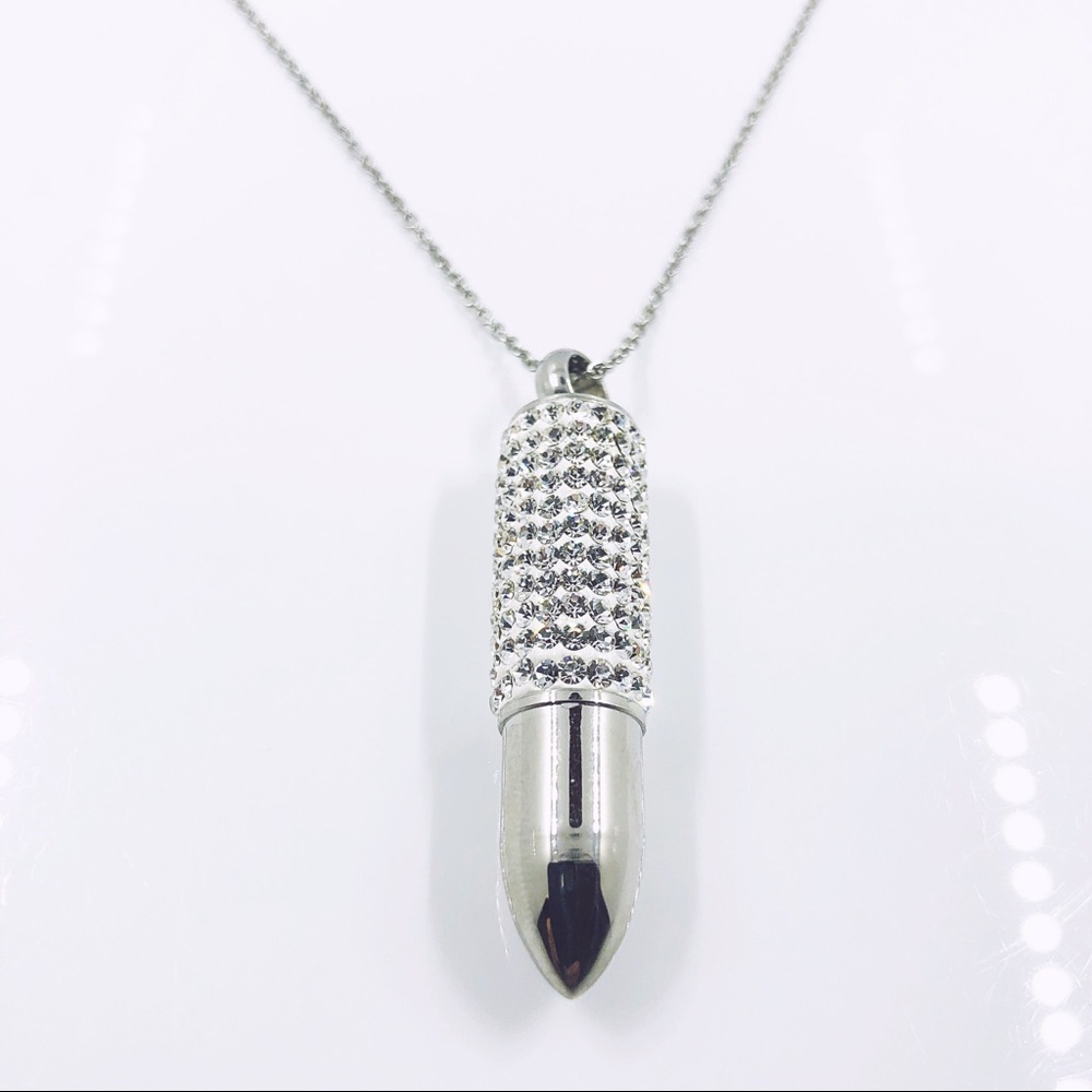 PAVÉ CRYSTAL BULLET PENDANT NECKLACE